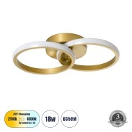 Φωτιστικό Οροφής Design LED CORA  CCT 18W 2160lm 300° AC 220-240V - Εναλλαγή Φωτισμού μέσω Διακόπτη On/Off All In One- Χρυσό Βούρτσας
