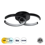Φωτιστικό Οροφής Design LED EVA CCT 16W 1920lm 300° AC 220-240V - Εναλλαγή Φωτισμού μέσω Διακόπτη On/Off All In One - Μαύρο Φωτιστικό Οροφής Design LED EVA CCT 16W 1920lm 300° AC 220-240V - Εναλλαγή Φωτισμού μέσω Διακόπτη On/Off All In One - Μαύρο