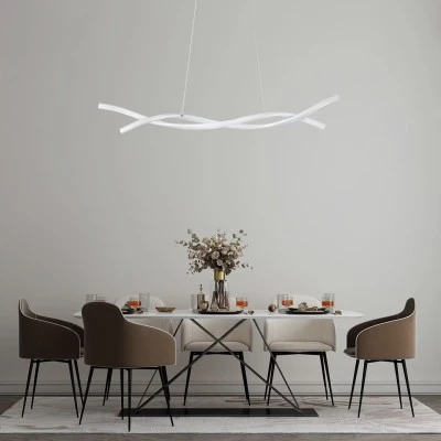GloboStar® MORALES 61276 Κρεμαστό Φωτιστικό Οροφής Design LED CCT 54W 6048lm 200° AC 220-240V - Εναλλαγή Φωτισμού μέσω Τηλεχειριστηρίου All In One Ψυχρό 6000k+Φυσικό 4500k+Θερμό 2700k Dimmable Μ90 x Π14 x Υ14cm - Λευκό - 3 Years Warranty