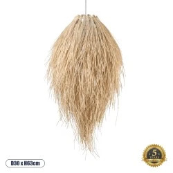 Boho Κρεμαστό Φωτιστικό Μονόφωτο 1 x E27 Μπεζ Μπαμπού Πλέγμα Φ30 x Υ63cm