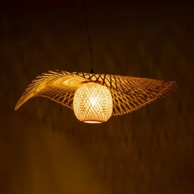 Boho Κρεμαστό Φωτιστικό CINNABAR Μονόφωτο 1 x E27 AC220-240V IP20 - Φ75 x Υ21cm - Μπεζ Ξύλινο Μπαμπού Πλέγμα GloboStar® CINNABAR 01837 Boho Κρεμαστό Φωτιστικό Πλέγμα Μονόφωτο 1 x E27 IP20 Μπεζ Ξύλο - Μ75 x Π75 x Υ21cm