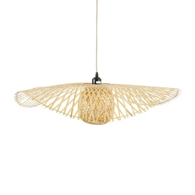 Boho Κρεμαστό Φωτιστικό CINNABAR Μονόφωτο 1 x E27 AC220-240V IP20 - Φ75 x Υ21cm - Μπεζ Ξύλινο Μπαμπού Πλέγμα GloboStar® CINNABAR 01837 Boho Κρεμαστό Φωτιστικό Πλέγμα Μονόφωτο 1 x E27 IP20 Μπεζ Ξύλο - Μ75 x Π75 x Υ21cm