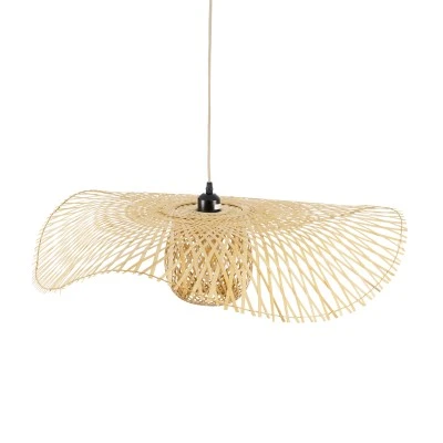 Boho Κρεμαστό Φωτιστικό CINNABAR Μονόφωτο 1 x E27 AC220-240V IP20 - Φ75 x Υ21cm - Μπεζ Ξύλινο Μπαμπού Πλέγμα GloboStar® CINNABAR 01837 Boho Κρεμαστό Φωτιστικό Πλέγμα Μονόφωτο 1 x E27 IP20 Μπεζ Ξύλο - Μ75 x Π75 x Υ21cm