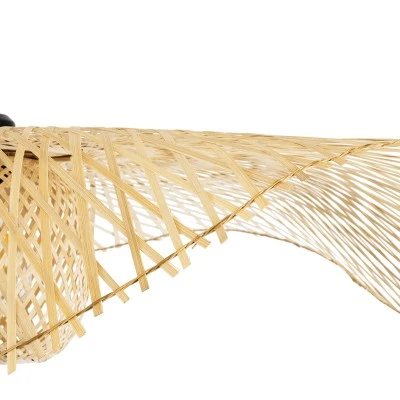 Boho Κρεμαστό Φωτιστικό CINNABAR Μονόφωτο 1 x E27 AC220-240V IP20 - Φ100 x Υ21cm - Μπεζ Ξύλινο Μπαμπού Πλέγμα GloboStar® CINNABAR 01838 Boho Κρεμαστό Φωτιστικό Πλέγμα Μονόφωτο 1 x E27 IP20 Μπεζ Ξύλο - Μ100 x Π100 x Υ21cm