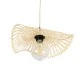 GloboStar® MELEMELE 01839 Boho Κρεμαστό Φωτιστικό Οροφής Μονόφωτο 1 x E27 AC220-240V IP20 - Φ35 x Υ4cm - Μπεζ Ξύλινο Μπαμπού Πλέγμα - 5 Χρόνια Εγγύηση
