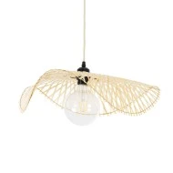 Boho Κρεμαστό Φωτιστικό MELEMELE Μονόφωτο 1 x E27 AC220-240V IP20 - Φ50 x Υ7cm - Μπεζ Ξύλινο Μπαμπού Πλέγμα