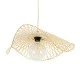 GloboStar® MELEMELE 01840 Boho Κρεμαστό Φωτιστικό Οροφής Μονόφωτο 1 x E27 AC220-240V IP20 - Φ50 x Υ7cm - Μπεζ Ξύλινο Μπαμπού Πλέγμα - 5 Χρόνια Εγγύηση