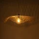 GloboStar® MELEMELE 01841 Boho Κρεμαστό Φωτιστικό Οροφής Μονόφωτο 1 x E27 AC220-240V IP20 - Φ75 x Υ10cm - Μπεζ Ξύλινο Μπαμπού Πλέγμα - 5 Χρόνια Εγγύηση