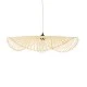 GloboStar® MELEMELE 01841 Boho Κρεμαστό Φωτιστικό Οροφής Μονόφωτο 1 x E27 AC220-240V IP20 - Φ75 x Υ10cm - Μπεζ Ξύλινο Μπαμπού Πλέγμα - 5 Χρόνια Εγγύηση