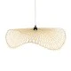 GloboStar® MELEMELE 01841 Boho Κρεμαστό Φωτιστικό Οροφής Μονόφωτο 1 x E27 AC220-240V IP20 - Φ75 x Υ10cm - Μπεζ Ξύλινο Μπαμπού Πλέγμα - 5 Χρόνια Εγγύηση