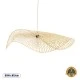 GloboStar® MELEMELE 01842 Boho Κρεμαστό Φωτιστικό Οροφής Μονόφωτο 1 x E27 AC220-240V IP20 - Φ100 x Υ12cm - Μπεζ Ξύλινο Μπαμπού Πλέγμα - 5 Χρόνια Εγγύηση
