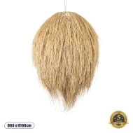 Boho Κρεμαστό Φωτιστικό Μονόφωτο 1 x E27 AC220-240V IP20 - Φ80 x Υ100cm - Μπεζ Ξύλινο Πλέγμα