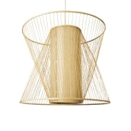 Boho Κρεμαστό Φωτιστικό HIBISCUS Μονόφωτο 1 x E27 AC220-240V IP20 - Φ100 x Υ90cm - Μπεζ Ξύλινο Πλέγμα - 