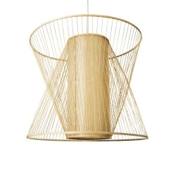 Boho Κρεμαστό Φωτιστικό HIBISCUS Μονόφωτο 1 x E27 AC220-240V IP20 - Φ100 x Υ90cm - Μπεζ Ξύλινο Πλέγμα - 