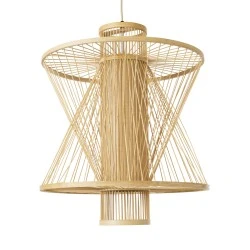 Boho Κρεμαστό Φωτιστικό HIBISCUS Μονόφωτο 1 x E27 AC220-240V IP20 - Φ50 x Υ60cm - Μπεζ Ξύλινο Πλέγμα - 
