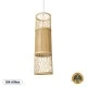 GloboStar® HIBISCUS 01933 Boho Κρεμαστό Φωτιστικό Οροφής Μονόφωτο 1 x E27 AC220-240V IP20 - Φ20 x Υ70cm - Μπεζ Ξύλινο Πλέγμα - 5 Years Warranty