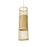 Boho Κρεμαστό Φωτιστικό HIBISCUS Μονόφωτο 1 x E27 AC220-240V IP20 - Φ20 x Υ70cm - Μπεζ Ξύλινο Πλέγμα 