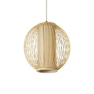 Boho Κρεμαστό Φωτιστικό HIBISCUS Μονόφωτο 1 x E27 AC220-240V IP20 - Φ28 x Υ28cm - Μπεζ Ξύλινο Πλέγμα
