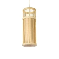 Boho Κρεμαστό Φωτιστικό HIBISCUS Μονόφωτο 1 x E27 AC220-240V IP20 - Φ13 x Υ35cm - Μπεζ Ξύλινο Πλέγμα