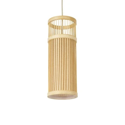 Boho Κρεμαστό Φωτιστικό HIBISCUS Μονόφωτο 1 x E27 AC220-240V IP20 - Φ13 x Υ35cm - Μπεζ Ξύλινο Πλέγμα GloboStar® HIBISCUS 01937 Boho Κρεμαστό Φωτιστικό Πλέγμα Μονόφωτο 1 x E27 IP20 Μπεζ Ξύλο - Μ13 x Π13 x Υ35cm