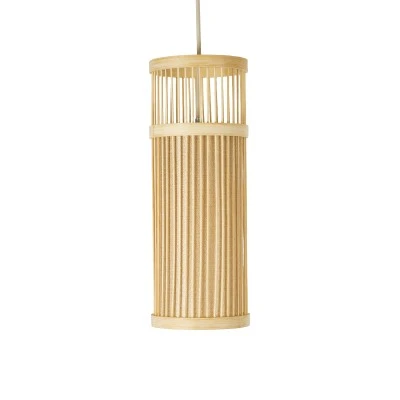Boho Κρεμαστό Φωτιστικό HIBISCUS Μονόφωτο 1 x E27 AC220-240V IP20 - Φ13 x Υ35cm - Μπεζ Ξύλινο Πλέγμα GloboStar® HIBISCUS 01937 Boho Κρεμαστό Φωτιστικό Πλέγμα Μονόφωτο 1 x E27 IP20 Μπεζ Ξύλο - Μ13 x Π13 x Υ35cm
