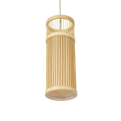 Boho Κρεμαστό Φωτιστικό HIBISCUS Μονόφωτο 1 x E27 AC220-240V IP20 - Φ13 x Υ35cm - Μπεζ Ξύλινο Πλέγμα GloboStar® HIBISCUS 01937 Boho Κρεμαστό Φωτιστικό Πλέγμα Μονόφωτο 1 x E27 IP20 Μπεζ Ξύλο - Μ13 x Π13 x Υ35cm
