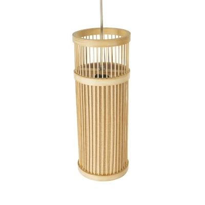 Boho Κρεμαστό Φωτιστικό HIBISCUS Μονόφωτο 1 x E27 AC220-240V IP20 - Φ13 x Υ35cm - Μπεζ Ξύλινο Πλέγμα GloboStar® HIBISCUS 01937 Boho Κρεμαστό Φωτιστικό Πλέγμα Μονόφωτο 1 x E27 IP20 Μπεζ Ξύλο - Μ13 x Π13 x Υ35cm