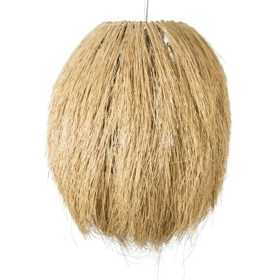 Boho Κρεμαστό Φωτιστικό Οροφής Μονόφωτο 1 x E27 AC220-240V IP20 - Φ100 x Υ120cm - Μπεζ Ξύλινο Πλέγμα
