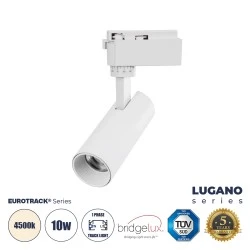 Μονοφασικό Σποτ Ράγας LUGANO LED 10W 1250lm 36° Ενδιάμεσο φως 4500K AC 220-240V IP20 EUROTRACK® Λευκό Bridgelux Chip