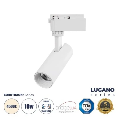 Μονοφασικό Σποτ Ράγας LUGANO LED 10W 1250lm 36° Ενδιάμεσο φως 4500K AC 220-240V IP20 EUROTRACK® Λευκό Bridgelux Chip Μονοφασικό Σποτ Ράγας LUGANO LED 10W 1250lm 36° Ενδιάμεσο φως 4500K AC 220-240V IP20 EUROTRACK® Λευκό Bridgelux Chip