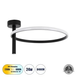 Φωτιστικό οροφής led δαχτυλίδι VERONA GLOBOSTAR 24W μαύρο CCT 2700-6000K 2688lm Ø40cm IP20