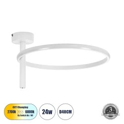 Φωτιστικό οροφής led δαχτυλίδι VERONA GLOBOSTAR cct 24W 2688lm IP20 220-240V λευκό Ø40cm