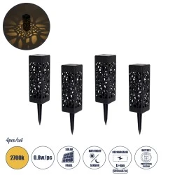 Αυτόνομα ηλιακά φωτιστικά LED SMD με φωτοβολταϊκό πάνελ & αισθητήρα ημέρας-νύχτας IP65 θερμό λευκό 2700K σετ 4 τεμαχίων