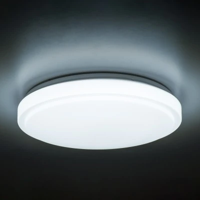 GloboStar® SENSORANO 60994 Πλαφονιέρα Οροφής LED 30W 3000lm 120° AC 220-240V με Ενσωματωμένο Σύστημα Ρυθμιζόμενου Microwave Αισθητήρα Κίνησης - Αδιάβροχη IP54 Φ38 x Υ5.3cm Ψυχρό Λευκό 6000K - Λευκό - Bridgelux Chips - 3 Years Warranty