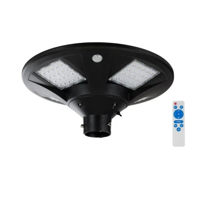 Φωτιστικό κεφαλής Post Top πλατείας LED 25W θερμό λευκό 2700K 550lm 120° με ενσωματωμένο φωτοβολταϊκό πάνελ & μπαταρία 12000mAh & αισθητήρα κίνησης-ημέρας-νύχτας Φ50cm x Υ20cm IP67