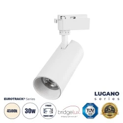 Μονοφασικό Σποτ Ράγας LUGANO LED 30W 3750lm 36° Ενδιάμεσο φως 4500K AC 220-240V IP20 EUROTRACK® Λευκό Bridgelux Chip