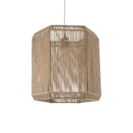 Boho Κρεμαστό Φωτιστικό CAYMAN  Μονόφωτο 1 x E27 AC220-240V IP20 - Φ40 x Υ40cm - Μπεζ Λεπτό Σχοινί Τριχιά Πλέγμα