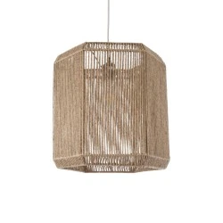 Boho Κρεμαστό Φωτιστικό CAYMAN  Μονόφωτο 1 x E27 AC220-240V IP20 - Φ40 x Υ40cm - Μπεζ Λεπτό Σχοινί Τριχιά Πλέγμα