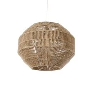 Boho Κρεμαστό Φωτιστικό CAYMAN Μονόφωτο 1 x E27 AC220-240V IP20 - Φ40 x Υ30cm - Μπεζ Λεπτό Σχοινί Τριχιά Πλέγμα