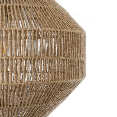 GloboStar® CAYMAN 00522 Boho Κρεμαστό Φωτιστικό Πλέγμα Μονόφωτο 1 x E27 IP20 Μπεζ Σχοινί - Μ40 x Π40 x Υ30cm