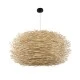 GloboStar® MINORCA 01786 Boho Κρεμαστό Φωτιστικό Πλέγμα Μονόφωτο 1 x E27 IP20 Μπεζ Ξύλο - Μ100 x Π100 x Υ45cm