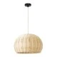 GloboStar® RAITO 01824 Boho Κρεμαστό Φωτιστικό Καμπάνα Μονόφωτο 1 x E27 IP20 Μπεζ Ξύλο - Μ40 x Π40 x Υ25cm