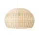 GloboStar® RAITO 01825 Boho Κρεμαστό Φωτιστικό Καμπάνα Μονόφωτο 1 x E27 IP20 Μπεζ Ξύλο - Μ60 x Π60 x Υ40cm