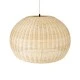 GloboStar® RAITO 01825 Boho Κρεμαστό Φωτιστικό Καμπάνα Μονόφωτο 1 x E27 IP20 Μπεζ Ξύλο - Μ60 x Π60 x Υ40cm