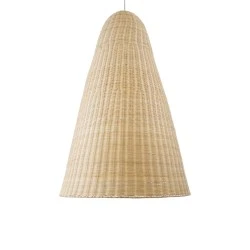 Boho Κρεμαστό Φωτιστικό MAHANA Μονόφωτο 1 x E27 AC220-240V IP20 - Φ80 x Υ130cm - Μπεζ Ξύλινο Ρατάν Πλέγμα