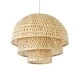 GloboStar® HIROKA 01836 Boho Κρεμαστό Φωτιστικό Οροφής Μονόφωτο 1 x E27 AC220-240V IP20 - Φ60 x Υ50cm - Μπεζ Ξύλινο Μπαμπού Πλέγμα - 5 Χρόνια Εγγύηση