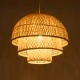 GloboStar® HIROKA 01836 Boho Κρεμαστό Φωτιστικό Οροφής Μονόφωτο 1 x E27 AC220-240V IP20 - Φ60 x Υ50cm - Μπεζ Ξύλινο Μπαμπού Πλέγμα - 5 Χρόνια Εγγύηση