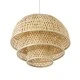 GloboStar® HIROKA 01836 Boho Κρεμαστό Φωτιστικό Οροφής Μονόφωτο 1 x E27 AC220-240V IP20 - Φ60 x Υ50cm - Μπεζ Ξύλινο Μπαμπού Πλέγμα - 5 Χρόνια Εγγύηση