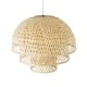 GloboStar® HIROKA 01836 Boho Κρεμαστό Φωτιστικό Οροφής Μονόφωτο 1 x E27 AC220-240V IP20 - Φ60 x Υ50cm - Μπεζ Ξύλινο Μπαμπού Πλέγμα - 5 Χρόνια Εγγύηση