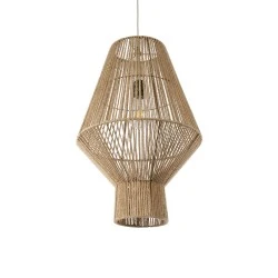 Boho Κρεμαστό Φωτιστικό CAYMAN  Μονόφωτο 1 x E27 AC220-240V IP20 - Φ40 x Υ60cm - Μπεζ Λεπτό Σχοινί Τριχιά Πλέγμα